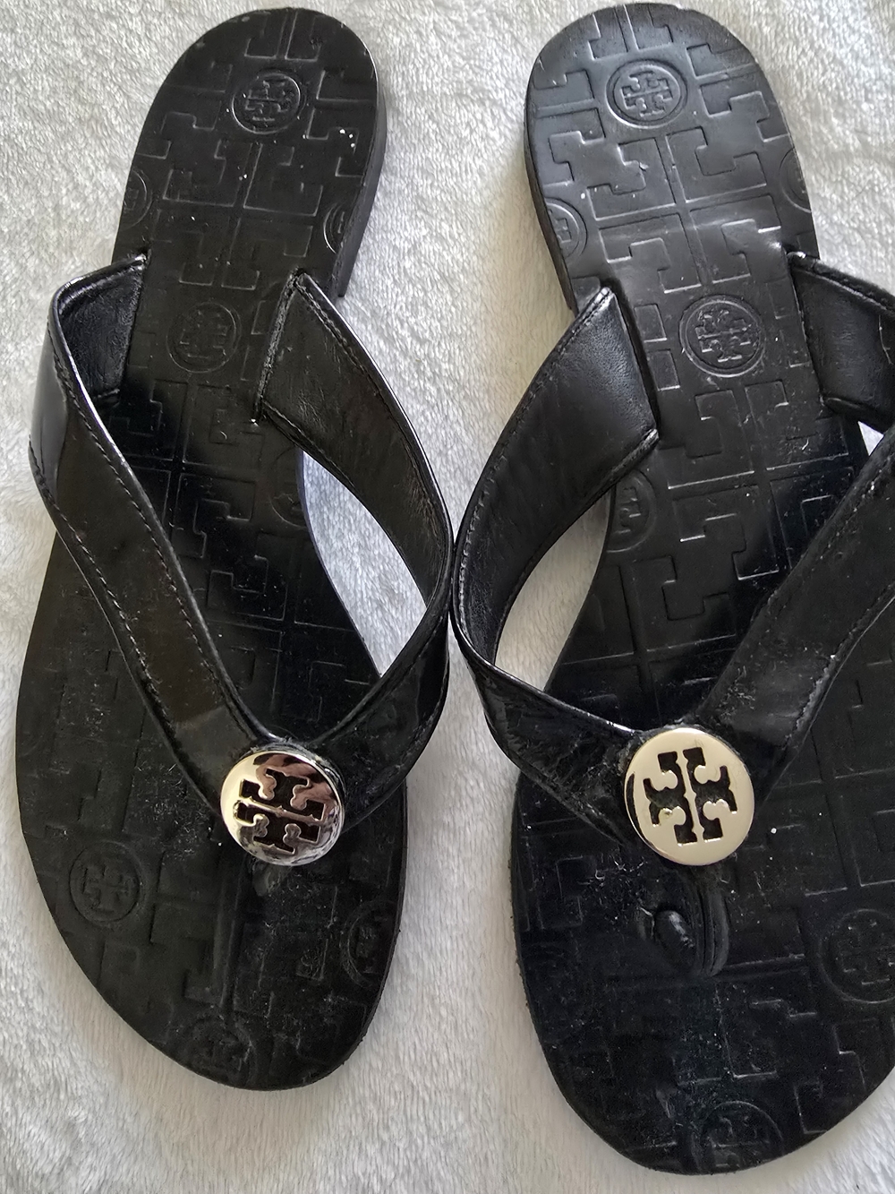 Tory Burch Black Logo Jelly Flip Flops